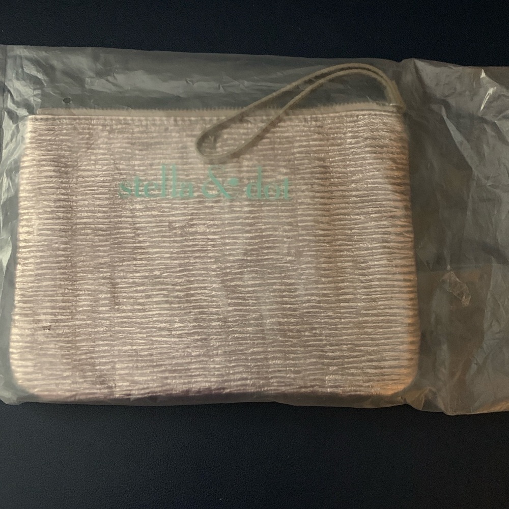 Stella & Dot Gold textured In Charge Pouch